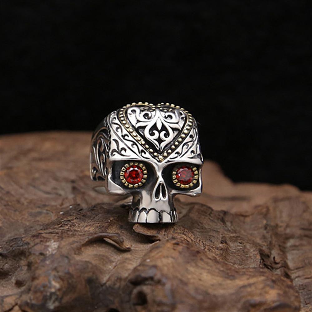 Neuer Modischer Punk Alien Totenkopf Ring Breite Version Modering