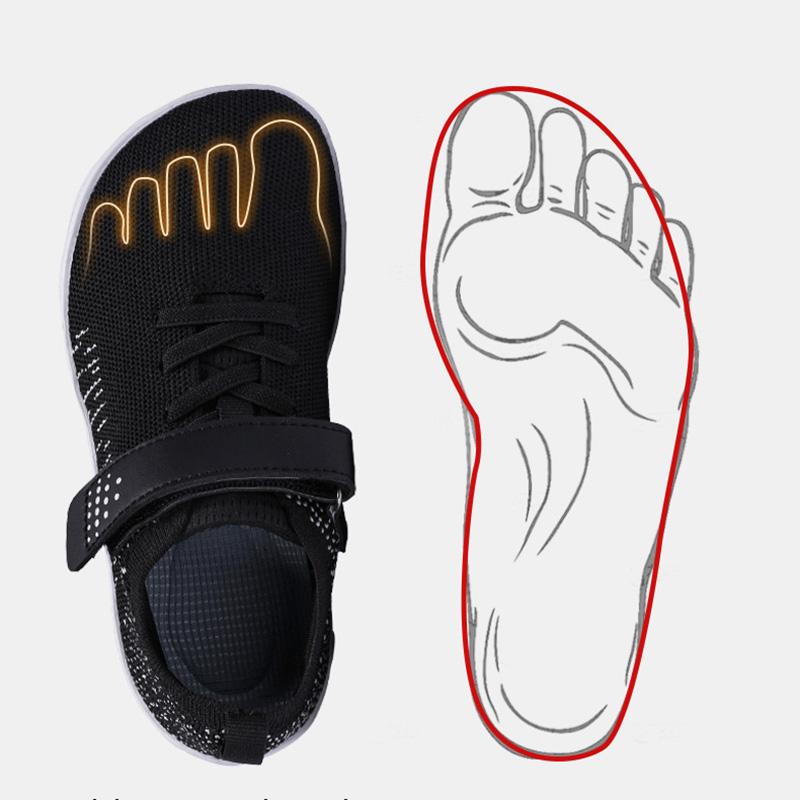 Kids Wide Toe Barefoot Shoes Little/Big/Kid Hook Loop Minimalist Sneakers Artificial  Mesh Lightweight Shoes 2025 New Large Size