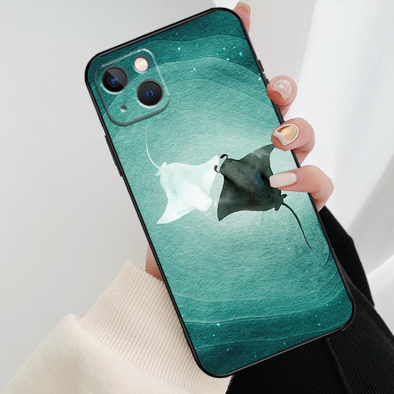 Animal Manta Ray Phone Case For iPhone 17 Pro Max 14 13 12 11 15 16 Pro Max mini 16 15 Plus 16e 17 Air Cover