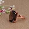 Attraktiver Rosegold Smoky Quarz Edelsteinring, 925 Silber Krappenfassung Ring, Handgefertigter Schmuck Für Frauen, Trendig Als Geschenk, Jahrestag Geschenk Für Frau