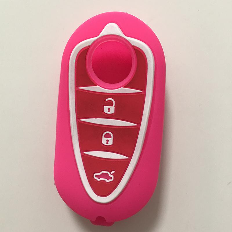 

Flip Auto Key Cover for Alfa Romeo Mito Giulietta 159 Gta Silica Gel Key Case Remote Control Cover for Alarm Accessories for Car Яскраво-рожевий