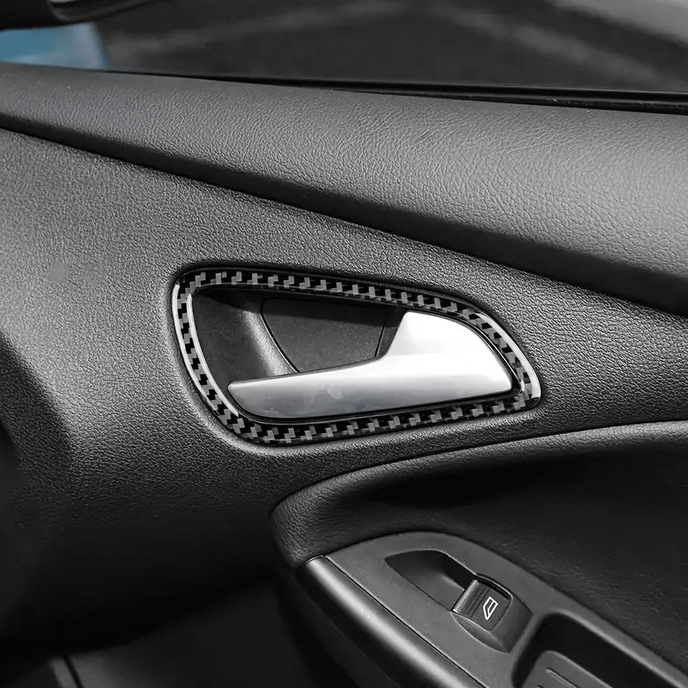 Real Soft Carbon Fiber Sticker Car Inner Door Handle Panel Trim For Ford Focus SE RS ST Ecoboost 2015 2016 2017 2018 LHD RHD