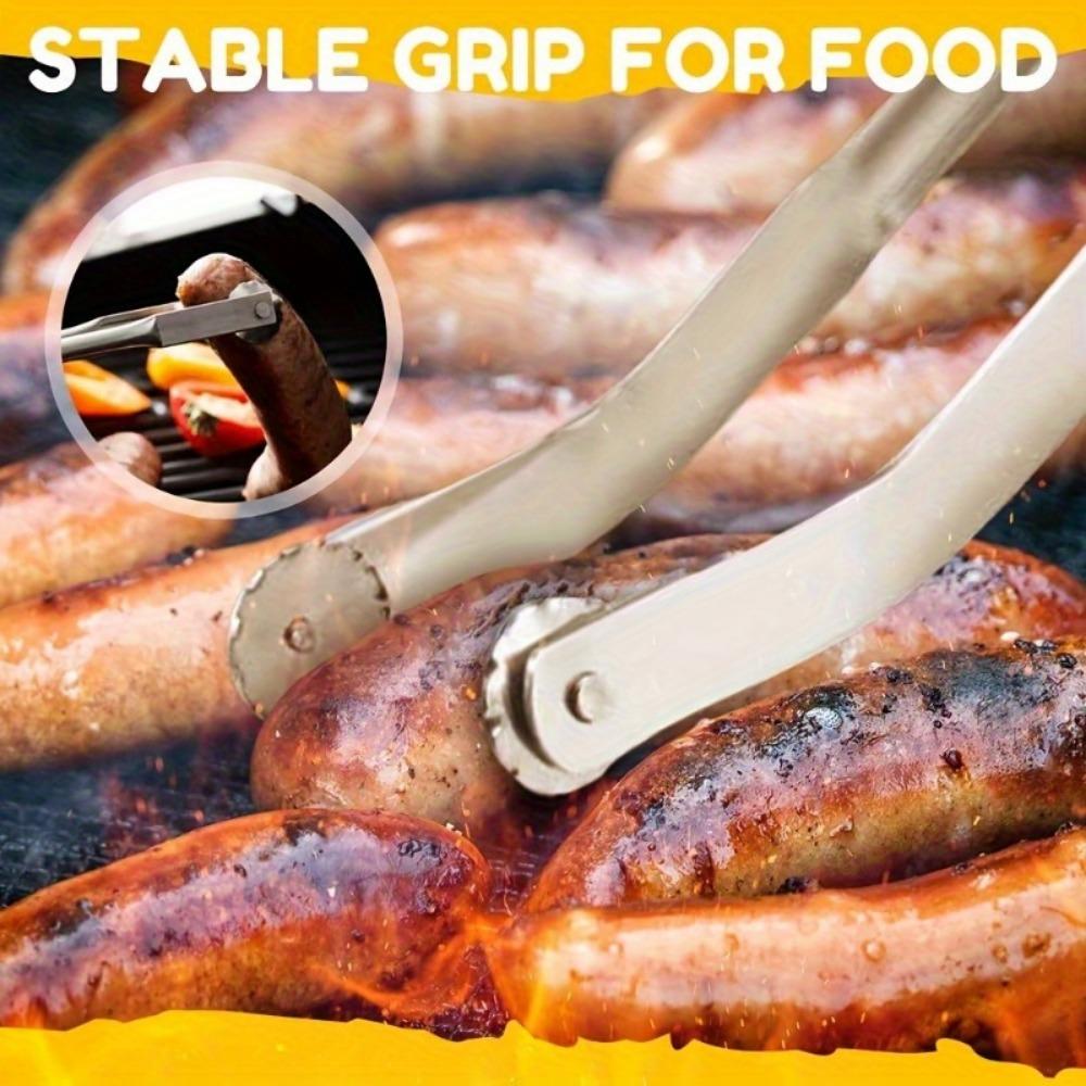 Stainless Steel Bbq Tongs - Multi-Functional Grilling & Cooking Tool for Hot Dogs, Steaks, and Sausages | Food-Safe Kitchen Gadget