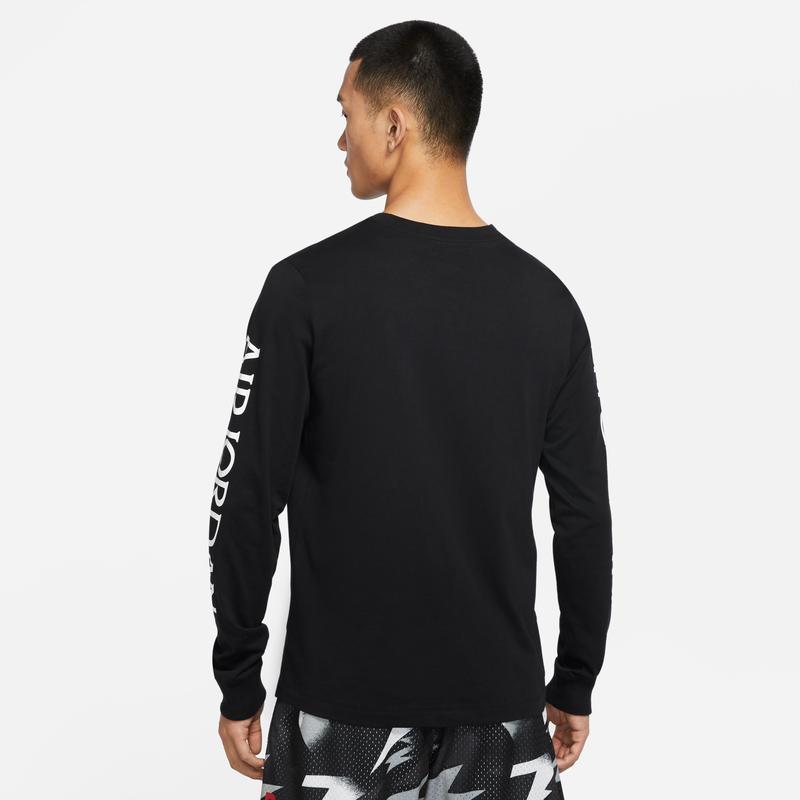 Air Jordan Logo Print Crewneck Long Sleeve T-Shirt Men Tops Black DN1447-010