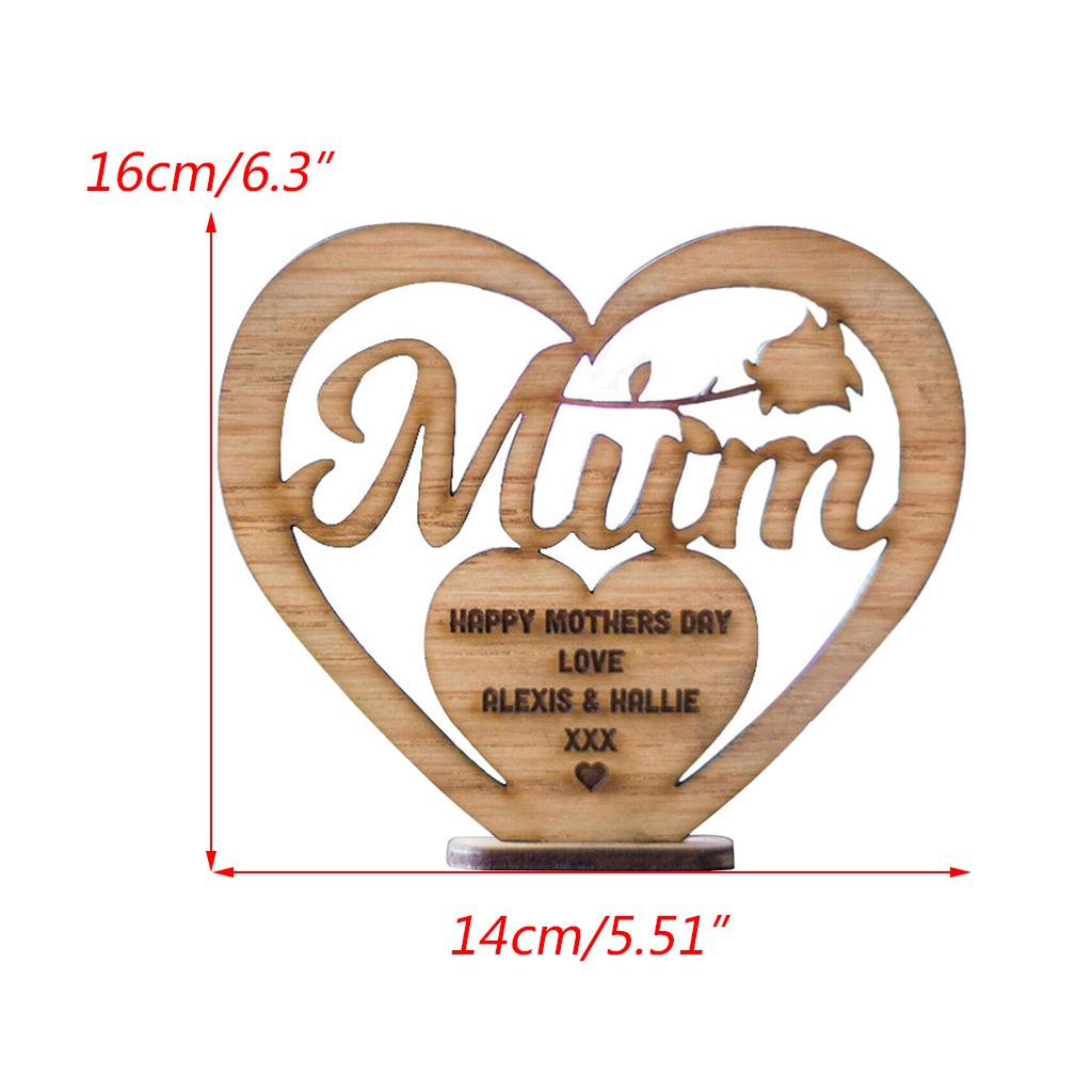 Hollow Out Heart Shaped Wooden Craft Gift Hanging Decoration for Mother's Day