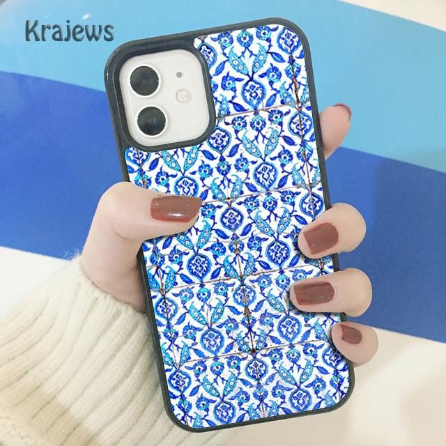 Krajews Ancient Floral Tiles Soft Phone Case Cover For iPhone 17 Air 16 15 14 plus 11 12 13 pro max coque Shell Fundas