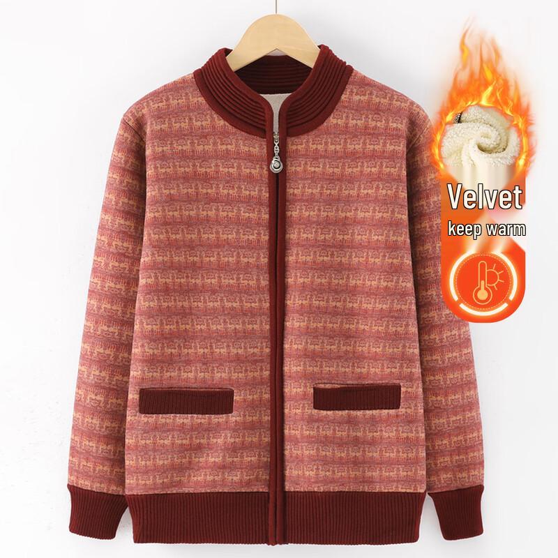 

YUZHAOLIN Women s Warm Plush-Lined Elderly Jacket XL