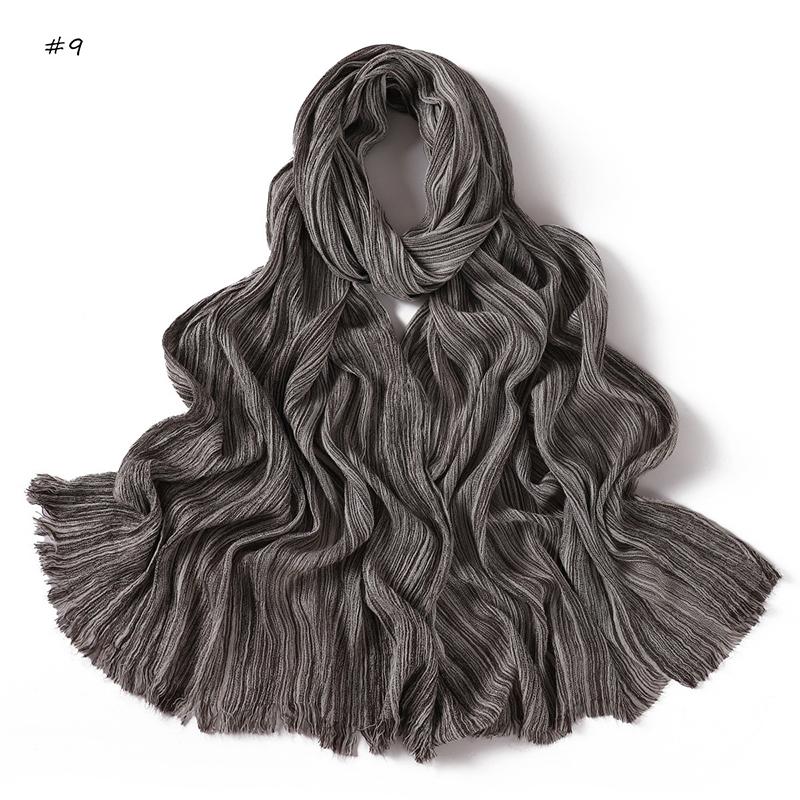 Neuankunft Damen Muslimischer Schal Schals Einfarbiges Kopftuch Wickeltücher Große Größe Einfaches Knitter-Viskose Hijab Islamischer Turban Kopfbänder Foulard