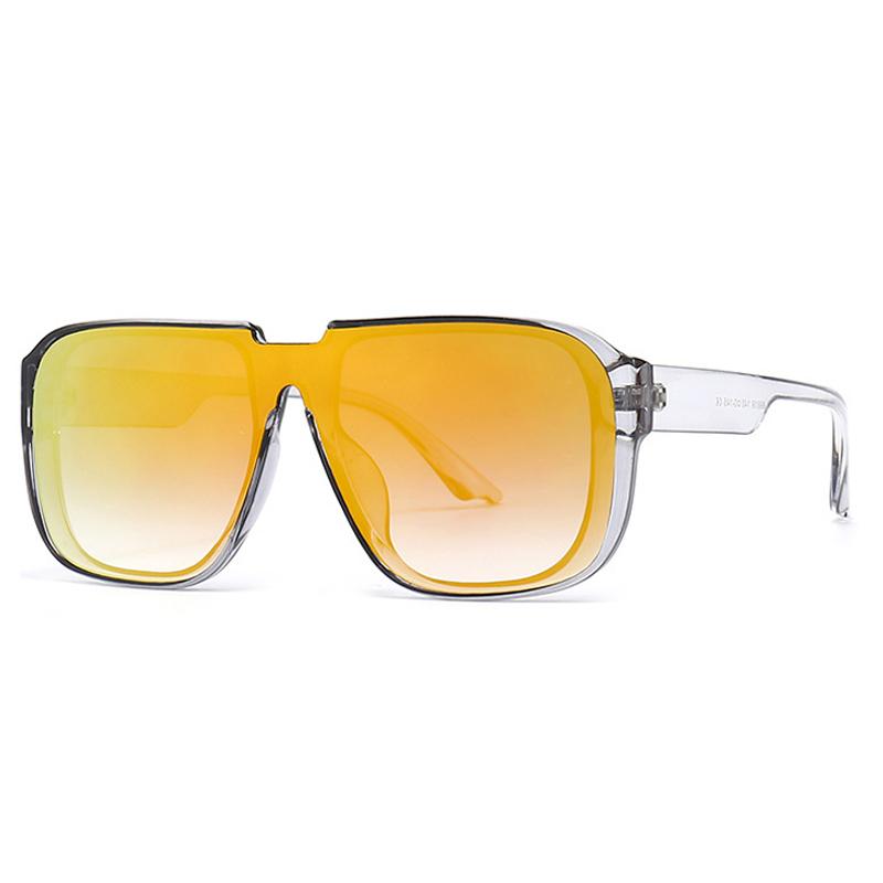 SHAUNA Retro Square One Piece Sunglasses Men Mirror Shades UV400 Flat Top Men Fashion Sun Glasses