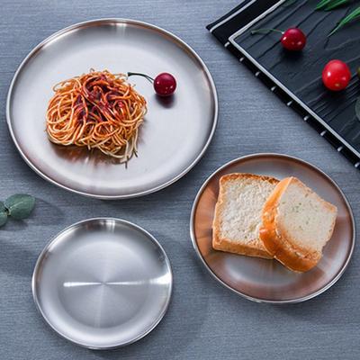 Gold Silver Tableware Fruit Meat Metal Dining Disc Bone Spitting Dish Round Plate Shallow Tray