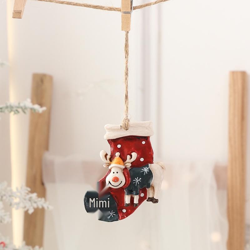 Snowman and Santa Christmas Tree Cartoon Resin Stocking Pendants