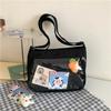 Nylon Square Shoulder Bag With Transparent Compartment For Daily Casual Use