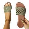 New Simple Casual Woven Hollow Flat Bottom Women's Flat Heel Breathable Slippers