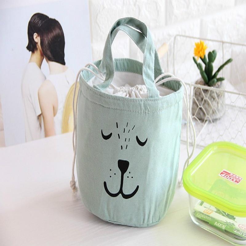 2018 cloth expression insulated lunch box bag ice packs Nordic style cotton cooler bag cartoon porta