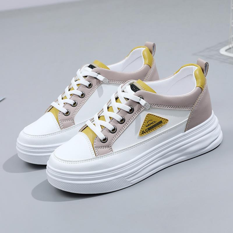 

[Customization] W1762 inner height increase leather surface new women s shoes platform white shoes versatile board shoes popular mesh transparent 39