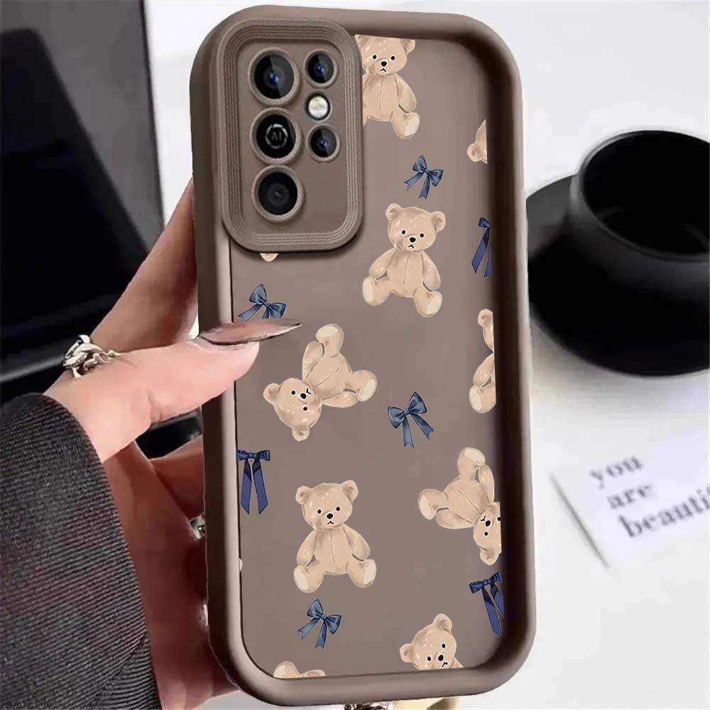 Süßer Liebes Schleifen Bär Hülle Für Realme 15T 15 14 Pro 13 12 11 Plus C75 C71 C53 C55 GT6 GT3 5 5S 5I 6I Silikon Weiche Matte Hülle