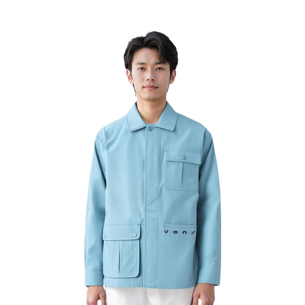 Vans Polo Casual Printed Long Sleeve Shirt Men shirts Sky-Blue VN000GNPBDX1