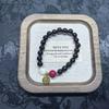 Handmade Natural Garnet 8mm Beaded Bracelet With Shell Flower Cinnabar Fortune Charm Boho Chic Womens Jewelry