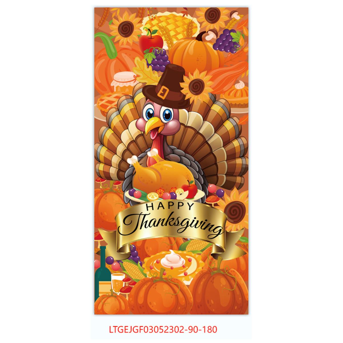 

90 * 180Cm Thanksgiving Autumn Harvest Maple Leaf Pumpkin Turkey Party Decoration Vertical Poster Hanging Cloth Thanksgiving vertical poster series 15