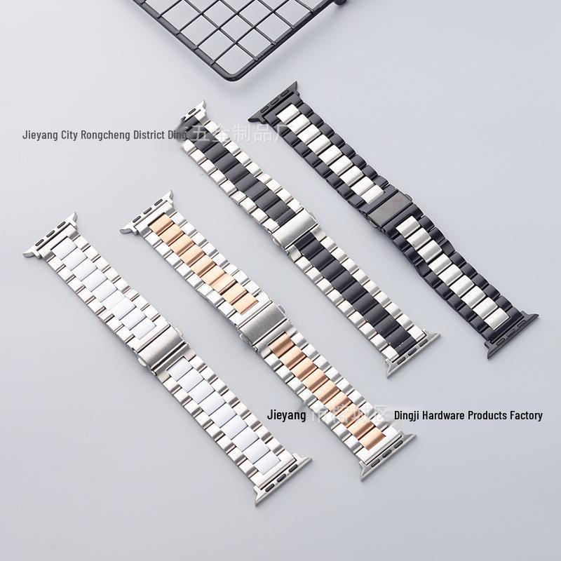Cinturino in Acciaio Inossidabile a Tre Perle per Apple Watch & Huawei GT4