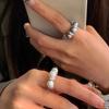 Fashion Light luxury style grey pearl ring light luxury High Quality silver  rings for women party wedding fine