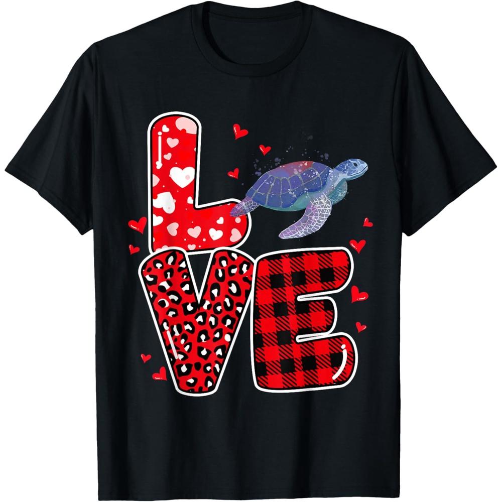 Sea Turtle Lover Heart Sea Turtle Valentine Cotton Men T Shirt 4XL