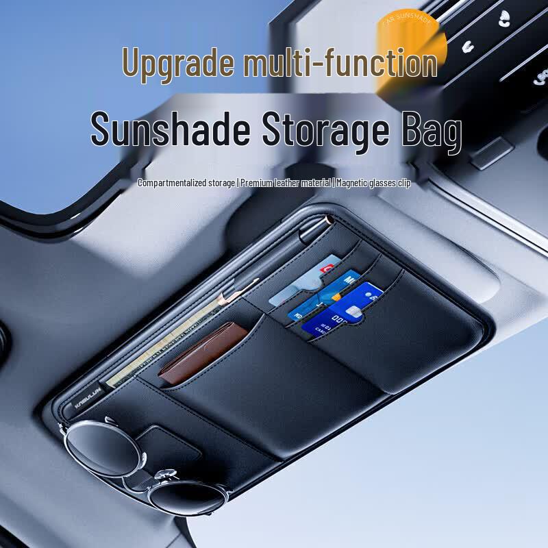 Car Sun Visor Organizer with Glasses Clip