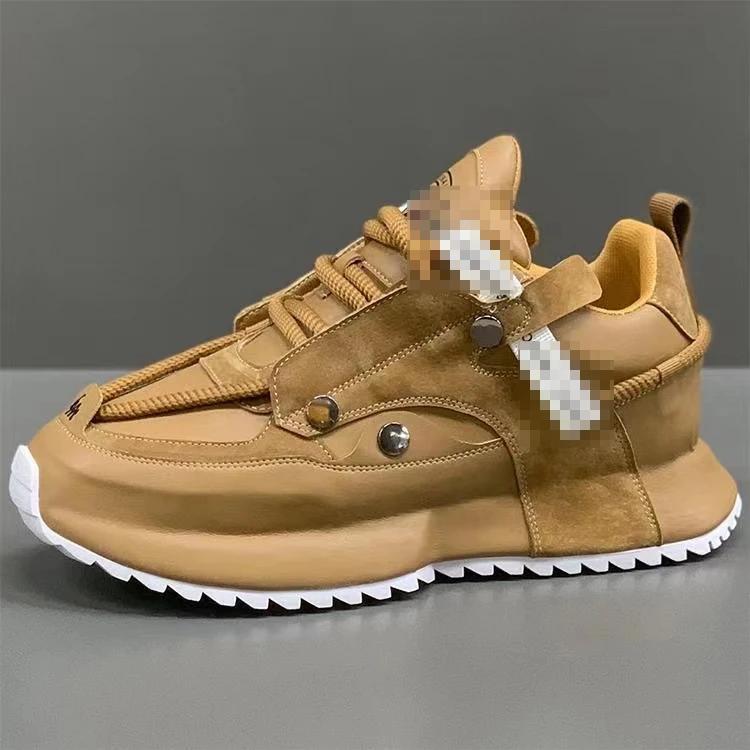 Fashion Chunky Sneaker Men Designer Soft Sole Running Shoes Fashion Casual Microfiber Leather Breathable Height Increased Platform Shoes