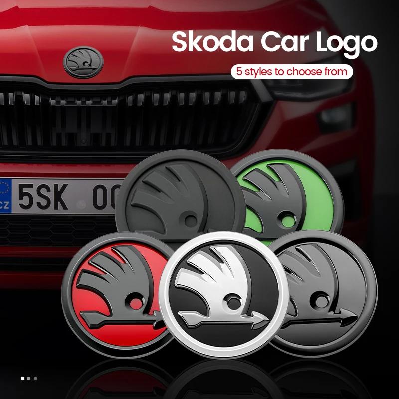 BYCP2 80/90mm 3D ABS Car Front Grille Trunk Logo Sticker For Skoda Octavia 2 3 A5 A7 Kodiaq Fabia Rapid 3 Karoq Superb VRS Accessories