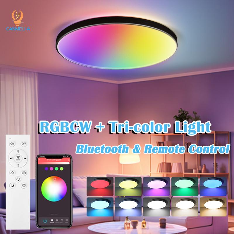 30W 40W 50W Remote Control LED Ceiling Lamp Living Room Kitchen Bedroom Modern Tri-color Lamps Dimmable Ceiling Light
