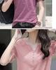 Women's 2024 Summer Plus-Size Retro V-Neck Short-Sleeve T-Shirt - Solid Color, Simple, Versatile, and Trendy.