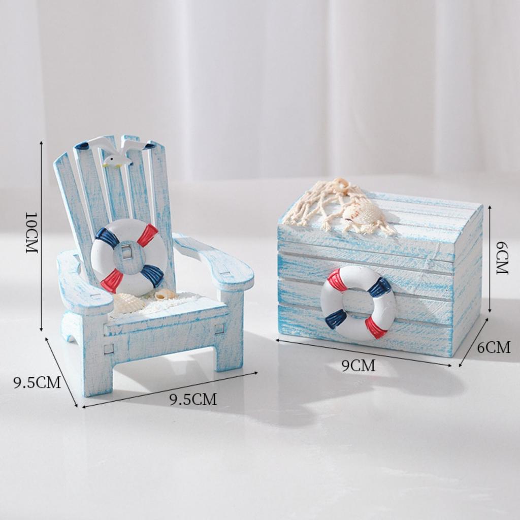 Mediterranean style mini beach chair decoration, children's room ocean style desktop small box decoration, shooting props