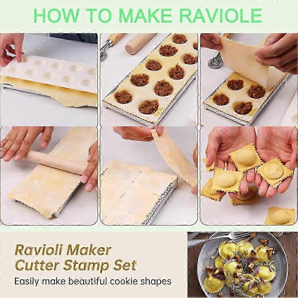 8 Pcs Ravioli Mold Set Include Ravioli Maker Press,Dough Scraper, Dumpling Maker, Ravioli Maker Cutter Set,Pasta Making-yiwu