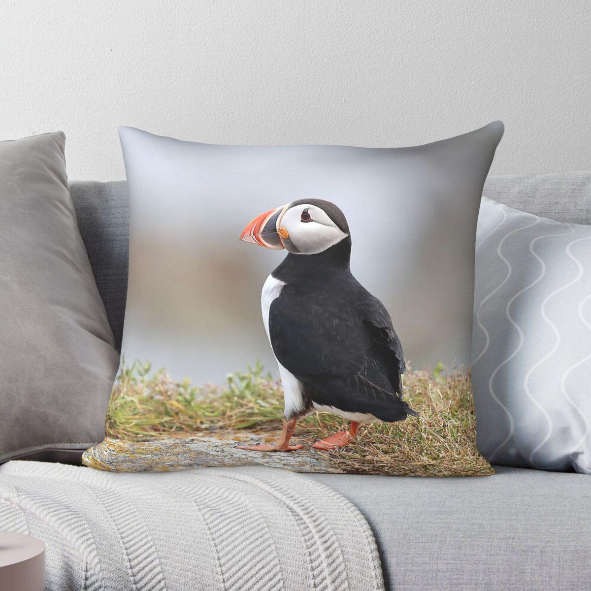 Exquisite Ornaments Unisex Atlantic Puffin Newfoundland Pillowcase Polyester Linen Velvet Creative Zip Decor Sofa Cushion Cover