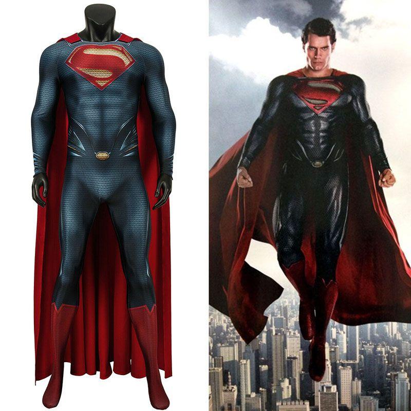 Quality Superman Man Of Steel Cosplay Costume For Unisex Adults And Kids**