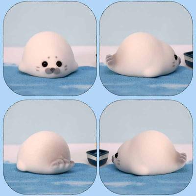 Super Cute Chubby Little Animal Flocked Toy Model Cartoon Hamster Seal Cat Puppy Desktop Decoration Small Ornaments Gifts