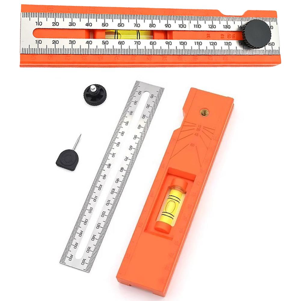 Foldable Depth Measuring Ruler Woodworking Multi-angle Marking Ruler Adjustable Positioning Scribing Protractor Multi-role Tools