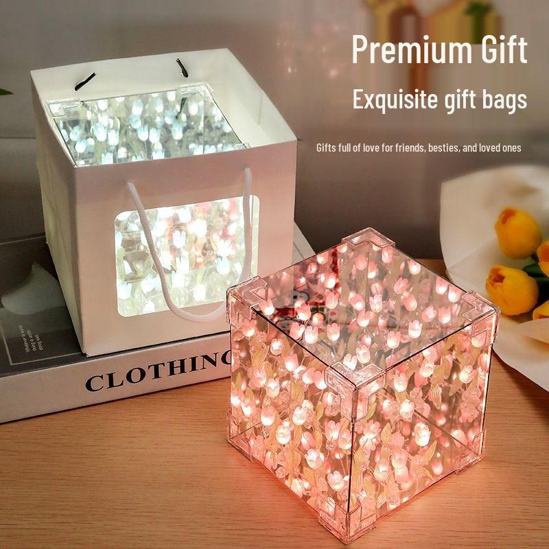 Tulpen Nachtlicht DIY Kit - Rubik's Würfel Blumenschmuck für Mädchengeburtstag