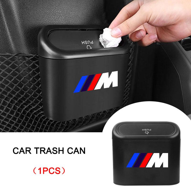 M LOGO Car Vehicle Case Storage Box Black ABS Square Pressing Trash Can For BMW G01 G02 F22 F23 E46 E93 E39 G26 F01 F02 F06 G32 G20 G29