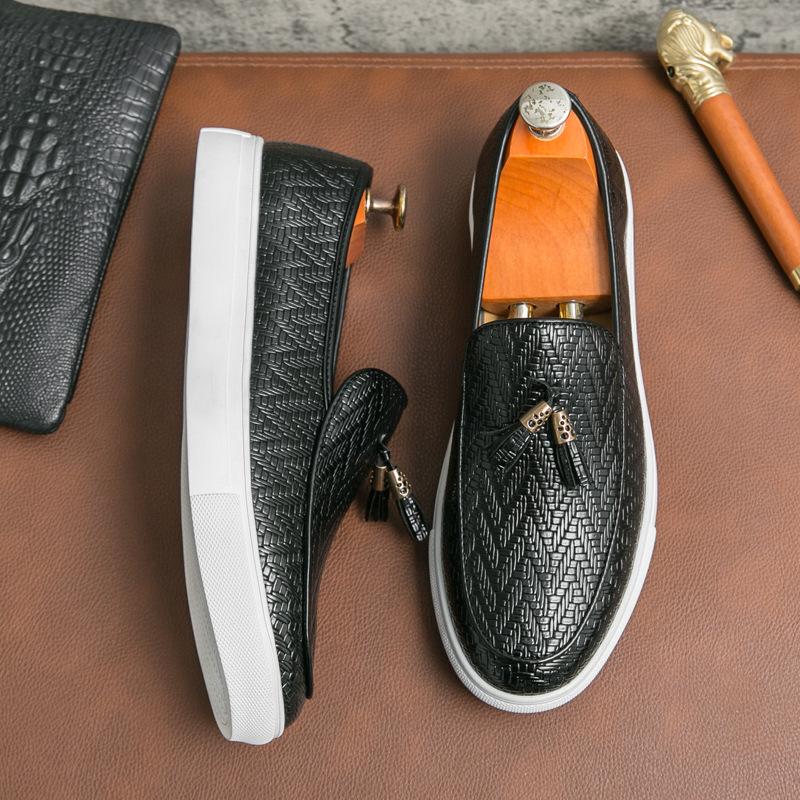 Large Size Breathable Fringed Leather Shoes Men's Casual Versatile Brock Men's Shoes Trendy Fashion One-pedal Shoes