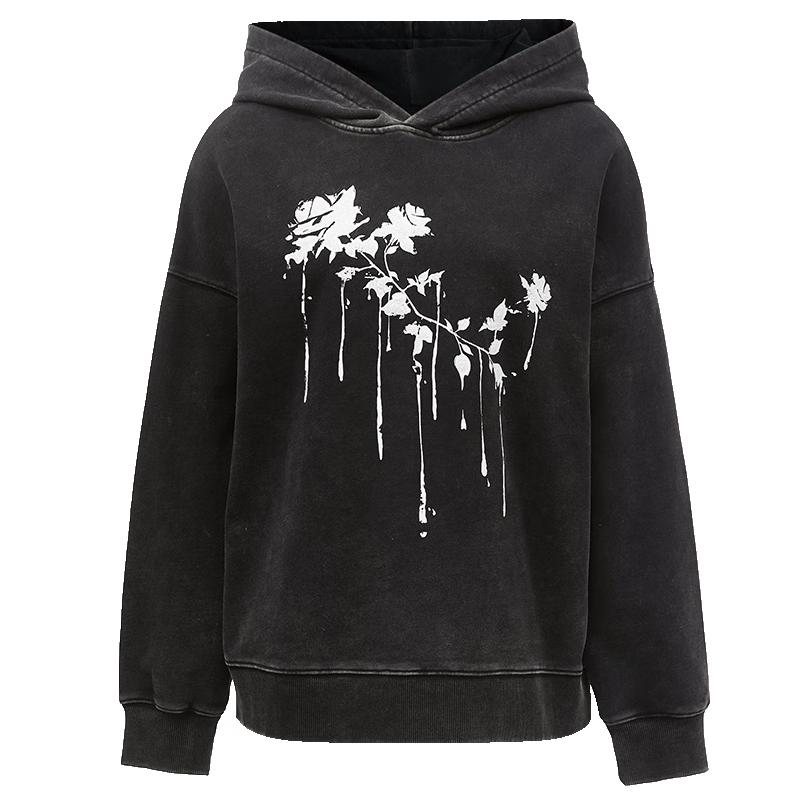 

VEROMODA Women s Rose Print Sequin Hoodie S