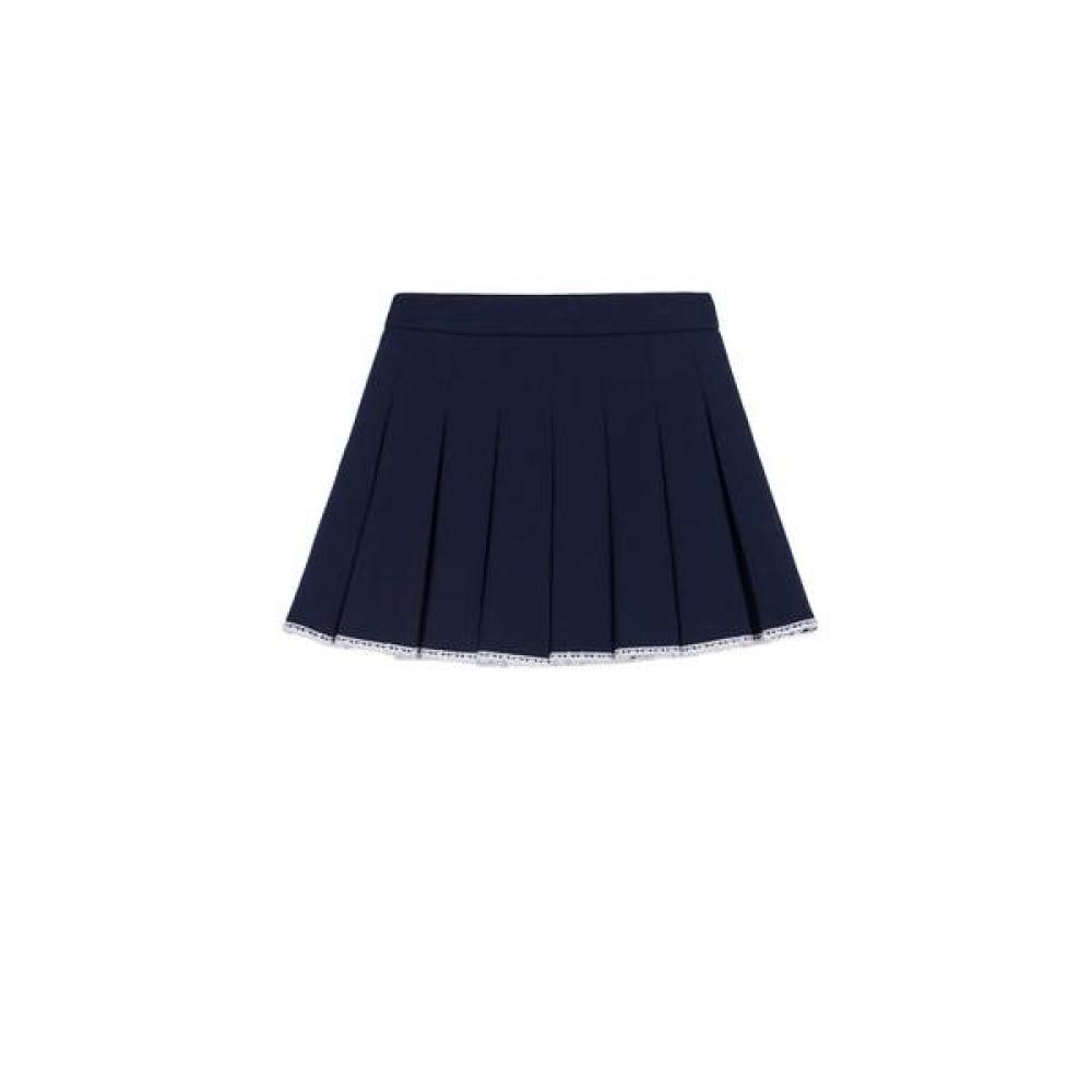 Goxo Metal Heart Pleats Skirt Navy