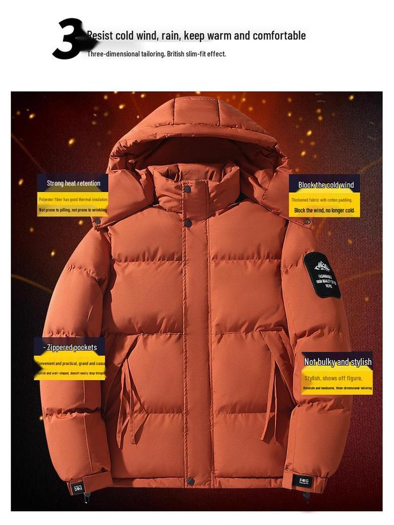NASA Collaboration 2025 Men's Winter Cotton Jacket with Hood - Korean Style, Warm and Trendy Thicken Outerwear