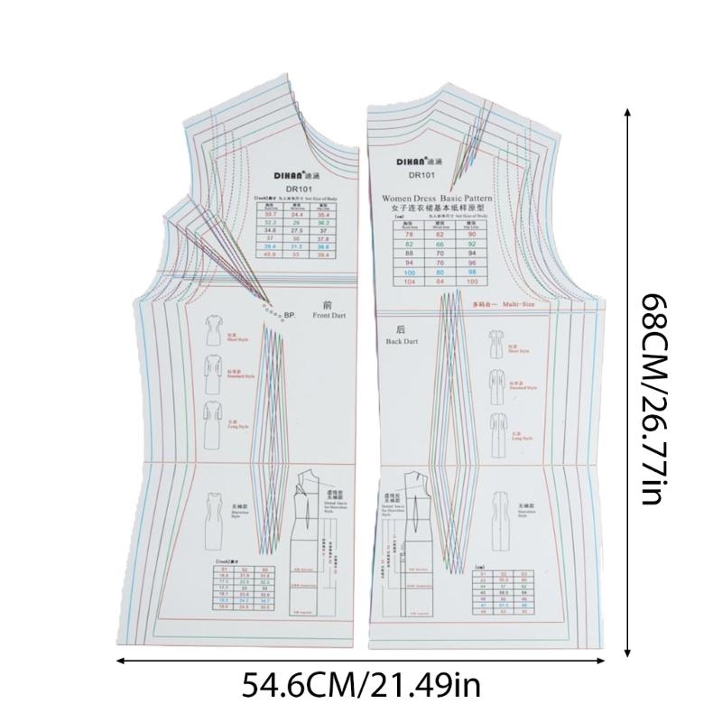 Multi-Size Dressmaking Ruler Dress Ruler Dress Pattern Template Easy to Use Sewing Tool for Sewing Efficiency