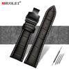 Correa de reloj 23 mm 24 mm 26 mm 28 mm de ancho grande Negro marrón Para hombre Cocodrilo Piel Genuina Correa de reloj Banda pulseras envío gratis