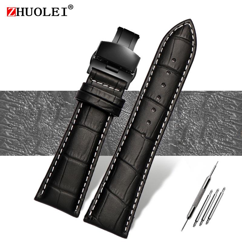 Correa de reloj 23 mm 24 mm 26 mm 28 mm de ancho grande Negro marrón Para hombre Cocodrilo Piel Genuina Correa de reloj Banda pulseras envío gratis