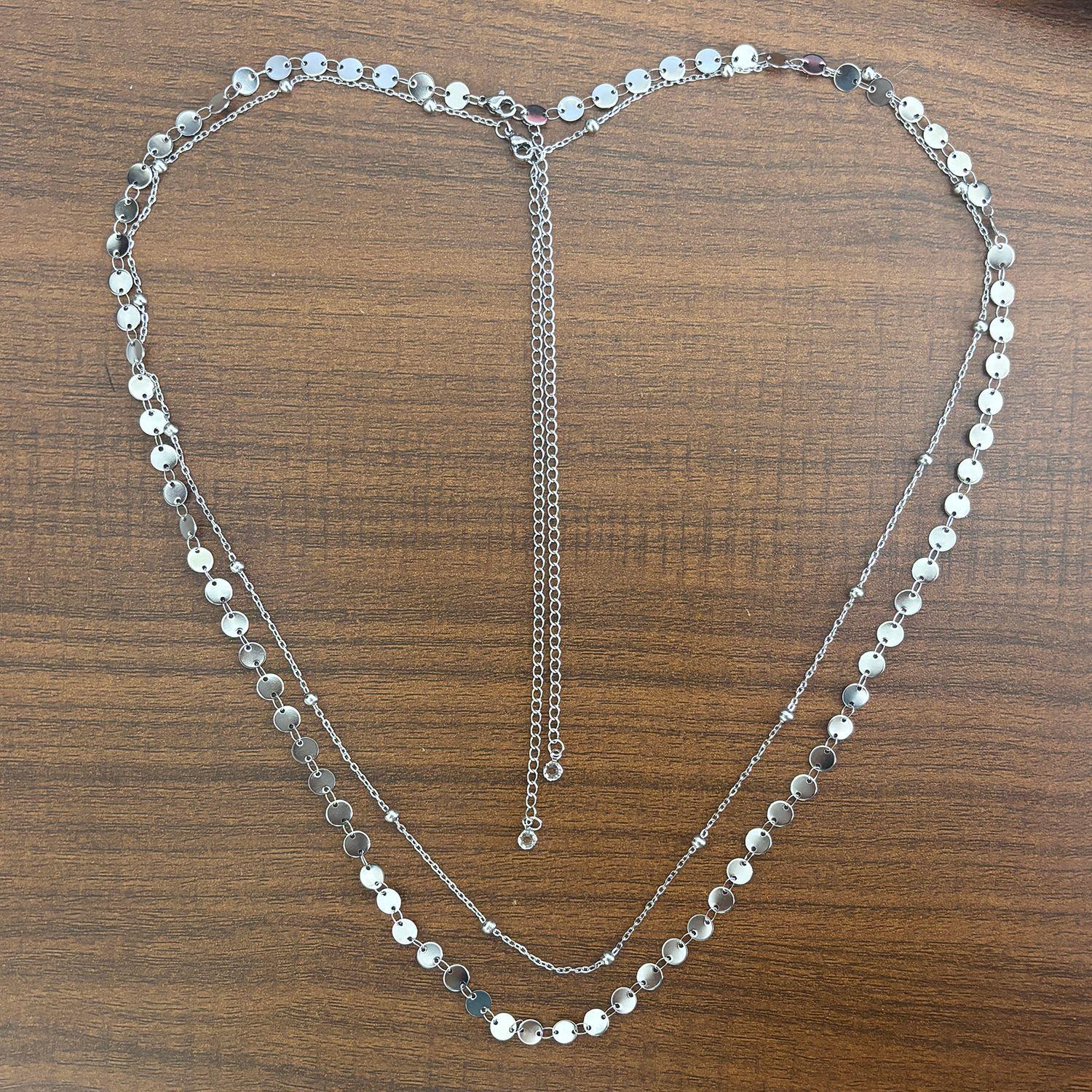 18K Gold-Plated Stainless Steel Double Layer Bead  Round Link Waist Chain Jewelry