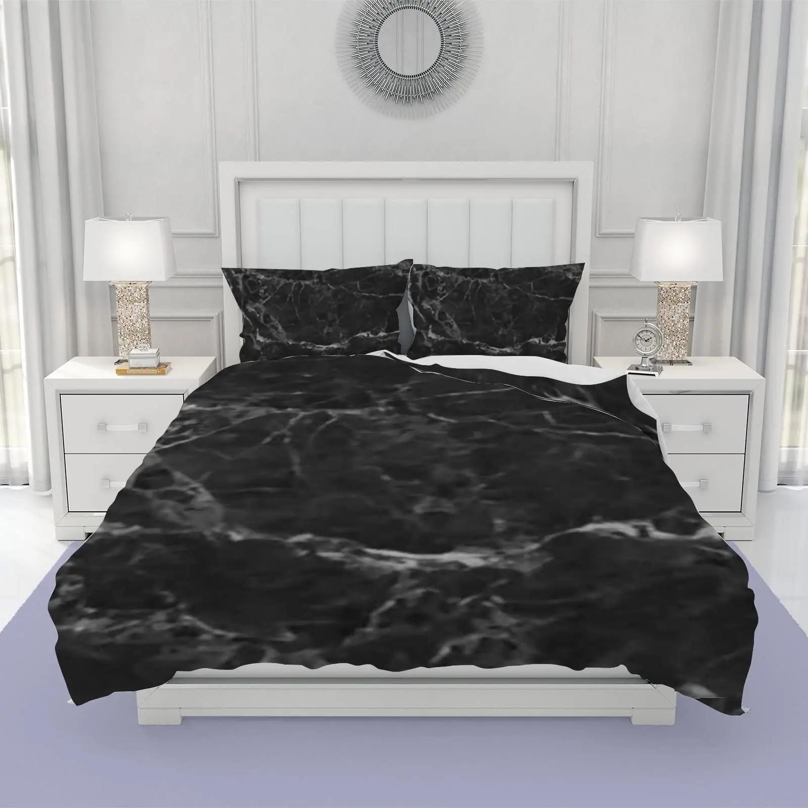 Мраморный пододеяльник Комплект постельного белья с мраморной отделкой Синий Золотой — фото 20