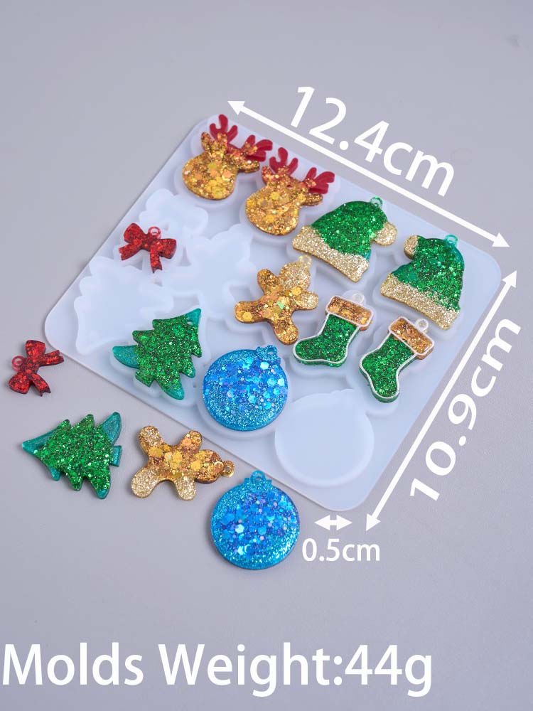 

Christmas Series Earring Pendant Resin Mold DIY Christmas Tree Elk Snowflake UV Epoxy Molds Keychain Jewelry Craft Gifts Making