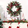 35cm Christmas Wreath with Pine Cypress & Bell - Door Hanging Decoration Pendant, Party Scene Ornament & Holiday Gift